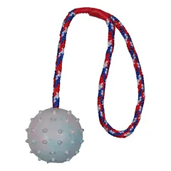 Trixie Hundespielzeug Gummiball mit Schnur + Fleischeslust meat & treat Trainingswurst gratis!