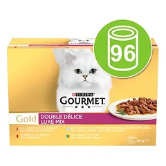 Didelė pakuotė Gourmet Gold Duo Delice 96 x 85 g, drėgnas maistas katėms