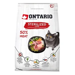 Ontario visavertis pašaras sterilizuotoms katėms Cat Sterilised Lamb, 0,4 kg — 3 nuotrauka