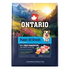 Ontario Puppy All Breeds Monoprotein Turkey & Sweet Potatoes sausas maistas visų veislių šuniukams ir jaunikliams su kalakutiena ir saldžiąja bulve, 2,25 kg