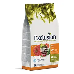 Exclusion Mono Protein, begrūdis sausas pašaras mažų veislių mažiems šuniukams S, jautiena, 500g