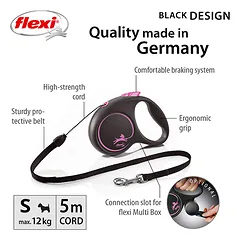 FLEXI pavadėlis šuniui Back Design S virvinis 5m, rožinis — 3 nuotrauka