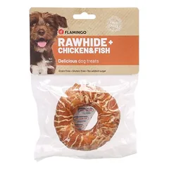 Flamingo Hundesnack R'Hide Ring mit Huhn & mit Kabeljau