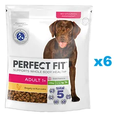 PERFECT FIT Adult 1+ sausas visavertis ėdalas suaugusiems didelių veislių šunims su vištiena 6x825 g
