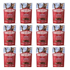 CARNILOVE Soft Snack Cat Sardine 12x50 g su sardinėmis ir braškėmis, minkšti skanėstai katėms