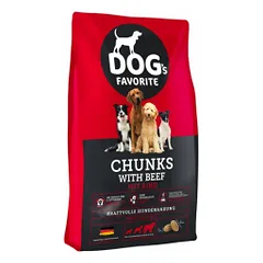 Dogs Favorite Chunks with Beef visavertis pašaras suaugusiems šunims, 15 kg