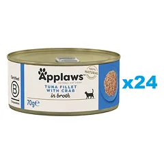 APPLAWS Cat Adult Tuna with Crab in Broth tunas ir krabai sultinyje 24x70 g