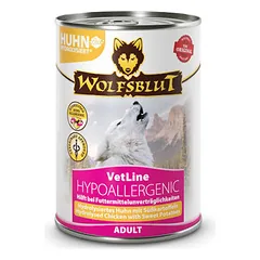WOLFSBLUT VetLine Hypoallergenic dietinis konservuotas pašaras su hidrolizuota vištiena šunims, 395g