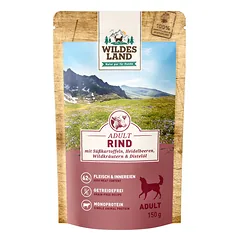 WILDES LAND konservuotas begrūdis pašaras suaugusiems šunims su jautiena ir batatais, 150 g