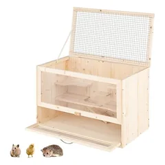 Giantex Hamsterkäfig Aus Tannenholz, Klappdach Aus Metallgitter