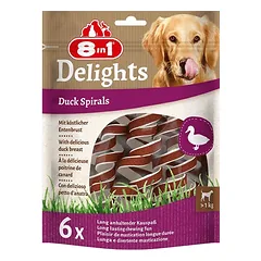 8in1 Delights spiralės skanėstai šunims, su antiena, 6 vnt, 113g