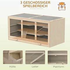 Graužikų narvas PawHut 115x57x55cm., šviesiai rudos spalvos — 4 nuotrauka