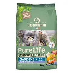 PRO-NUTRITION Pure Life Adult Sterilised sardine sausas maistas suagusioms sterilizuotoms katėms su sardinėmis 2 kg
