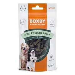 Boxby Cold Pressed Lamb papildas šuniukams ir suaugusiems šunims, šalto spaudimo skanėstas su ėriena, 100 g