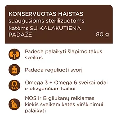 CLUB 4 PAWS Premium konservuotas pašaras su kalakutiena suaugusioms sterilizuotoms katėms, 80 g — 2 nuotrauka