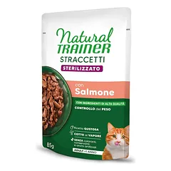 NATURAL TRAINER Straccetti CAT Sterilized konservas su lašiša 85g 12vnt (24)