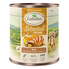 Lukullus Selected Recipes: gardžios antienos širdelės, drėgnas maistas šunims, 400 - 499 g — 2 nuotrauka