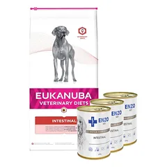EUKANUBA Intestinal Dog 12kg + ENZO VET Žarnyno dieta šunims su ėriena 3x400g