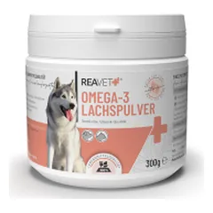ReaVET Omega-3 lašišų aliejus šunims ir katėms, milteliai