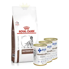 ROYAL CANIN Gastro Intestinal GI25 15kg ŠUNYS + ENZO VET Žarnyno dieta šunims su ėriena 3x400g