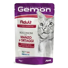 Gemon Cat Pouch Adult Chunkies su jautiena ir daržovėmis, drėgnas maistas katėms 100 g parduotuvėje sunu.lt