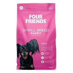 Four Friends Small Breed Rabbit visavertis maistas su triušiena ir lašiša suaugusiems mažų veislių šunims, 2 kg