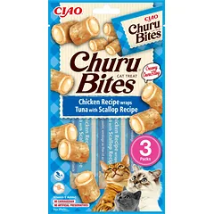 INABA Churu Bites katėms su vištienos, tuno ir šukučių skoniu 3x10g