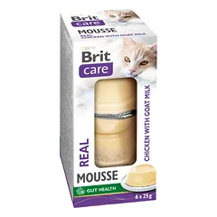 BRIT Care Cat Mousse Real Chicken with Goat Milk 6x25 g katėms skirtas musas su vištiena ir ožkos pienu