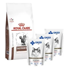 ROYAL CANIN Gastro Intestinal GI 32 4kg CAT + ENZO VET Žarnynas su ėriena padaže katėms 3x100g
