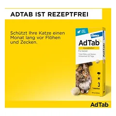 AdTab kramtomosios tabletės katėms, 2-8 kg, 3 kramtomosios tabletės — 5 nuotrauka