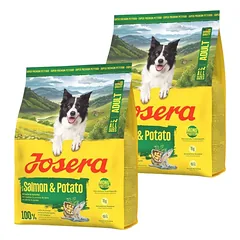 JOSERA Salmon and Potato Adult 2x900g be grūdų šunų ėdalas, skirtas šunims su jautria skrandžio gleivine