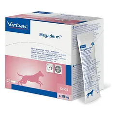 Virbac Megaderm 28x8 ml maisto papildas šunims 10-30 kg nuo odos problemų