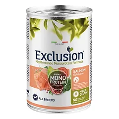 Exclusion Mediterraneo konservai šunims su lašiša 6 x 400 g