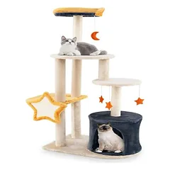 GIANTEX Mond-Stern Katzenbaum Mit Sisalpfosten Plattform Und Katzenhöhle