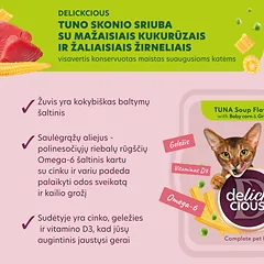 DELICKCIOUS konservuotas pašaras suaugusioms katėms - tuno sriuba su kukurūzais, 80 g — 2 nuotrauka