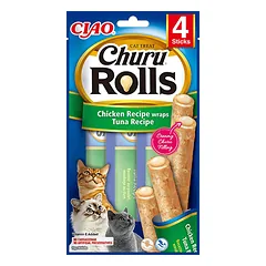 Churu Rolls skanėstas katėms su vištiena ir tunu, lazdelės, 4 vnt.