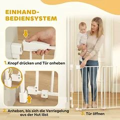 Apsauginiai varteliai laiptams 74,5–111,5 cm, automatiškai užsidarantys, balti — 5 nuotrauka