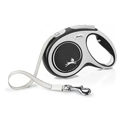 Flexi New Comfort ritininis pavadėlis šunims M (juosta) 5 m, juodas parduotuvėje Petz.lt