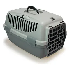 Stefanplast Gulliver 1 transportavimo dėžė augintiniams su plastikinėmis durelėmis, pilkai-žalia, 48x32x31 cm