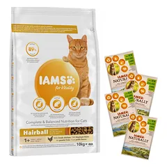IAMS-Dry food for Vitality Hairball suaugusioms ir vyresnėms katėms, su vištiena 10kg +4x85g nemokamai 