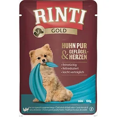 RINTI Chicken Pure & Poultry hearts Mini paketėlis mažų veislių šunims 100 g nuotrauka