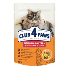 Club 4 Paws Premium Hairball Control konservai su vištiena katėms