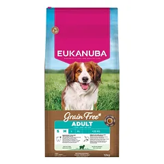 EUKANUBA Grain Free Adult Small Medium Lamb 12 kg begrūdis sausa maistas mažų ir vidutinių veislių šunims su aviena