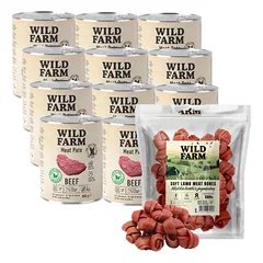 WILD FARM Pate Beef 12x800g ėdalas šunims be glitimo + nemokamas skanėstas