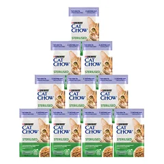 CAT CHOW Sterilizuotas kačių ėdalas su ėriena ir šparaginėmis pupelėmis padaže 10x85g