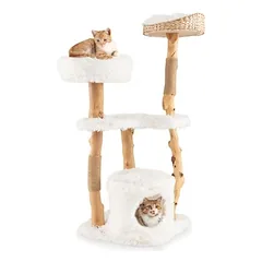 Giantex 5-Ebenen Massivholz-Kratzbaum Mit Plattform & 2 Jute-Kratzflächen