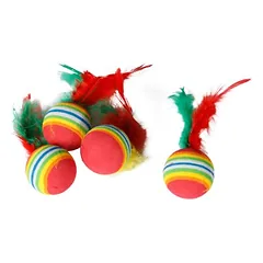 Karlie Regenbogenbälle mit Feder 4er Set