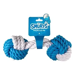 Žaislas šuniui – Svarmuo iš virvės, 30 cm, Smurfas