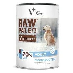 RAW Paleo Adult be grūdų monoproteininis maistas šunims su menke, 400 g