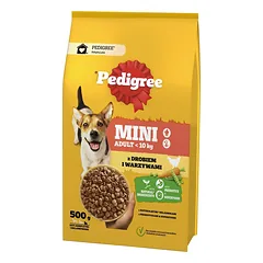 PEDIGREE Adult MINI 500 g su vištiena ir daržovėmis sausas visavertis pašaras suaugusiems mažų veislių šunims